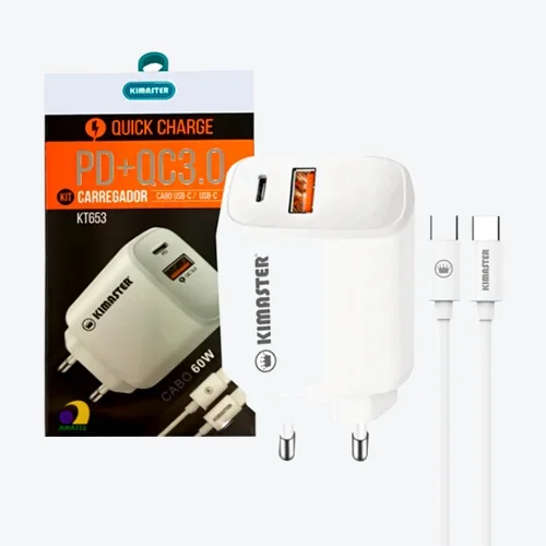 Kit Carregador PD Type-C 40W Kimaster KT653/T110CC