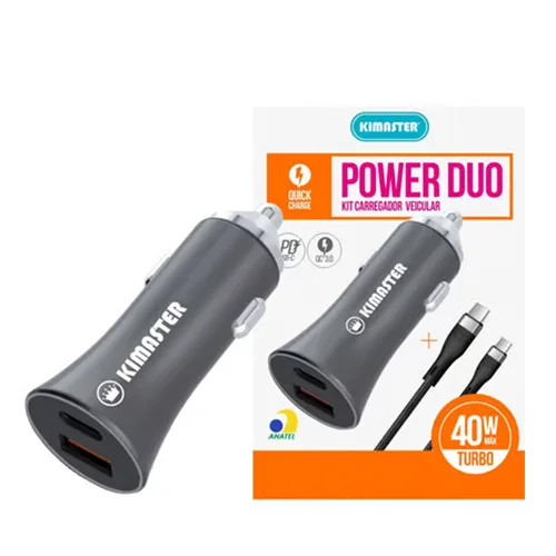 Kit Carregador Veicular Kimaster 40W Type-C CV209CC