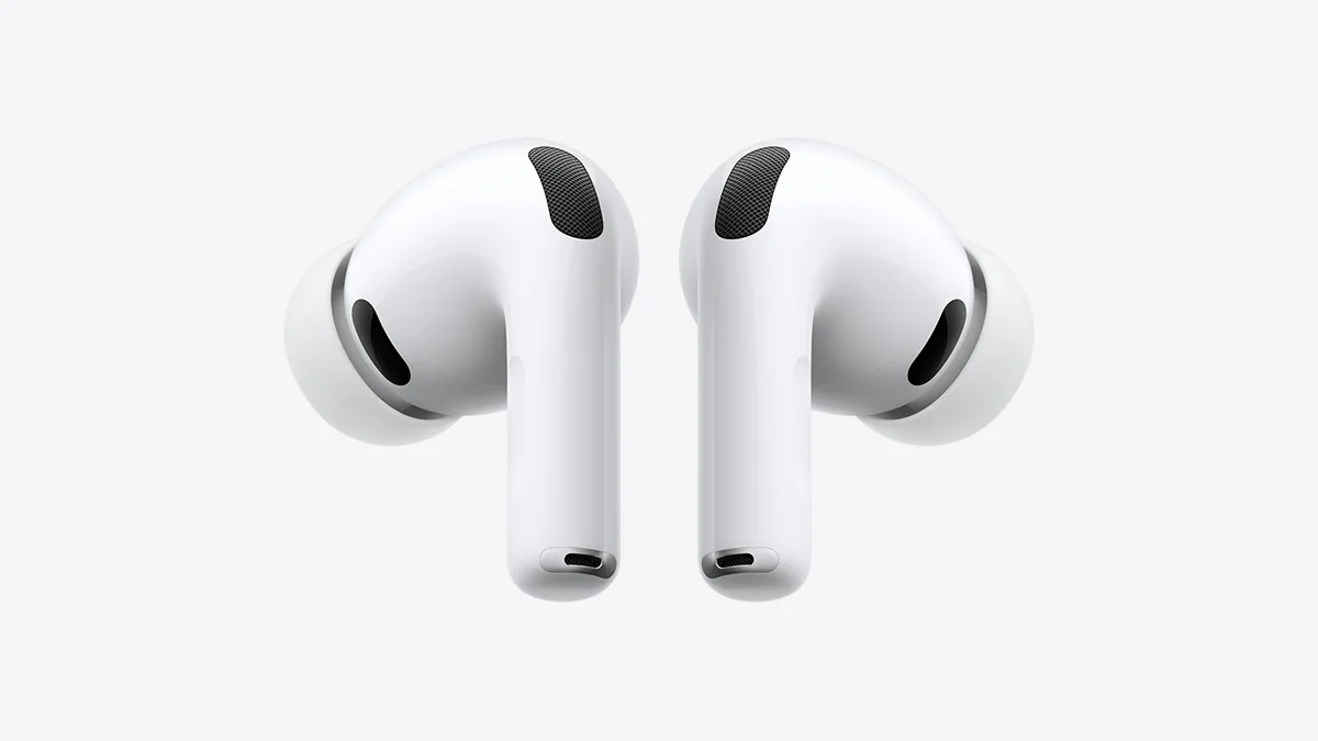 AirPods Pro, a geração atual sem câmera, referência do formato que o próximo modelo deve manter