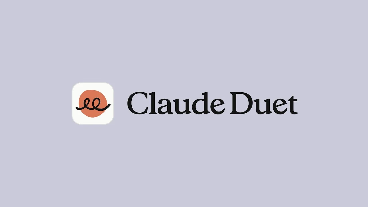 Logotipo do Claude Duet ao lado do nome do aplicativo, sobre fundo lilás
