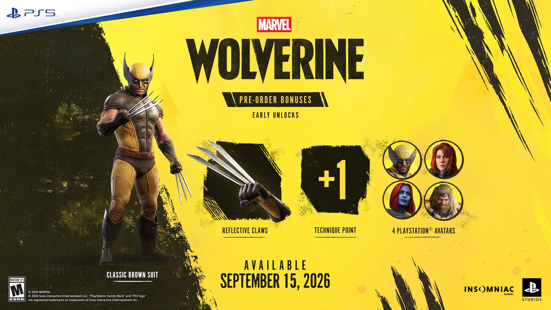 Arte-chave oficial de Marvel's Wolverine, um dos lançamentos de PS5 de setembro